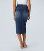 High-Waist Denim Rok met Split