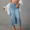 High-Waist Denim Rok met Split
